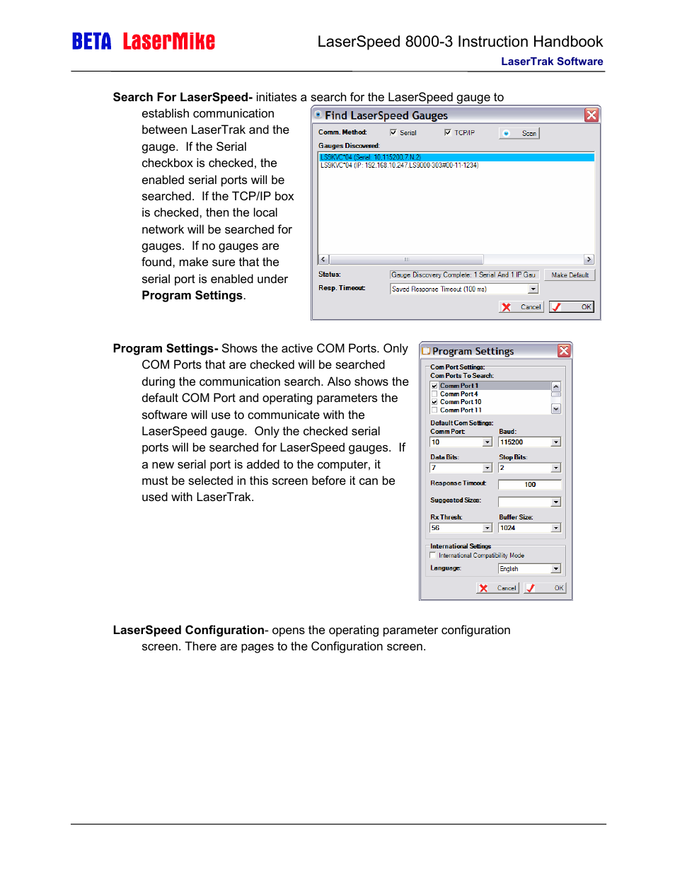 Laser beta lasermike LS8000-3 User Manual | Page 105 / 221