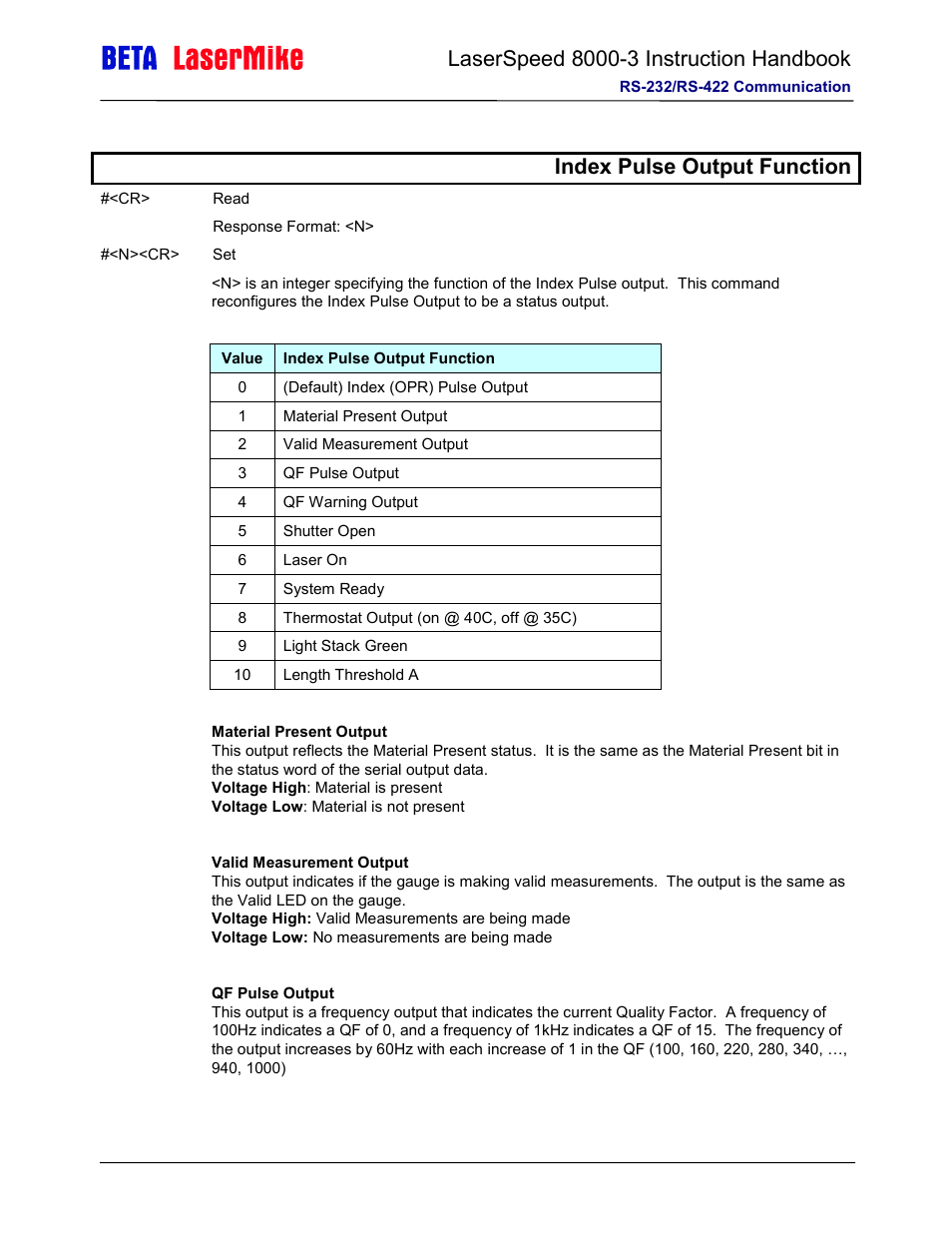 Index pulse output function | Laser beta lasermike LS8000-3 User Manual | Page 140 / 221