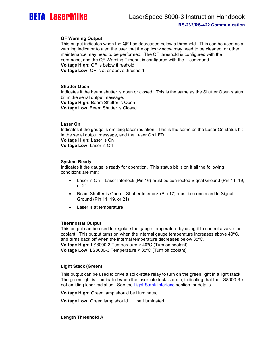 Laser beta lasermike LS8000-3 User Manual | Page 141 / 221