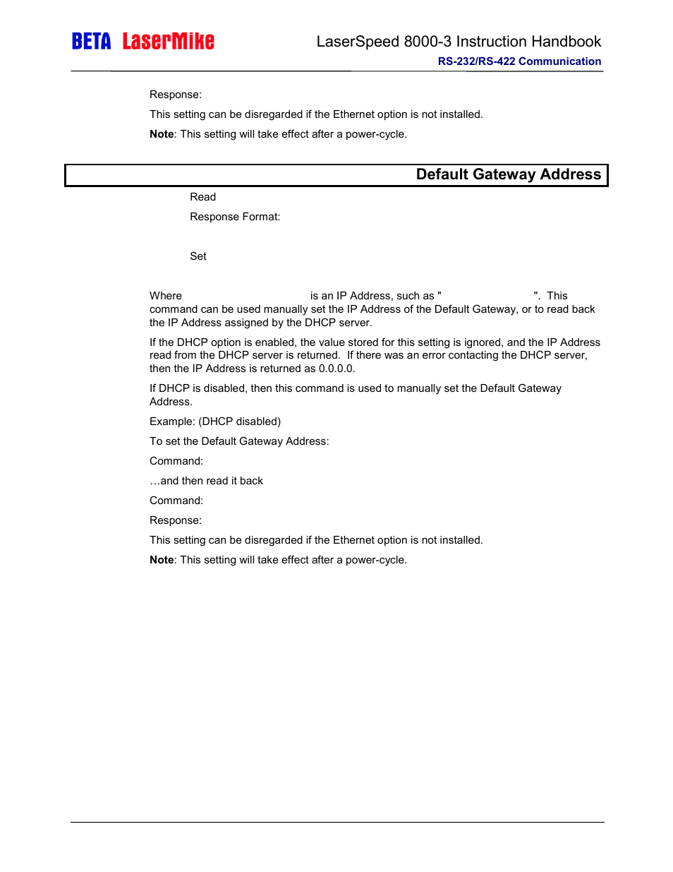 Ipdefgw default gateway address | Laser beta lasermike LS8000-3 User Manual | Page 153 / 221