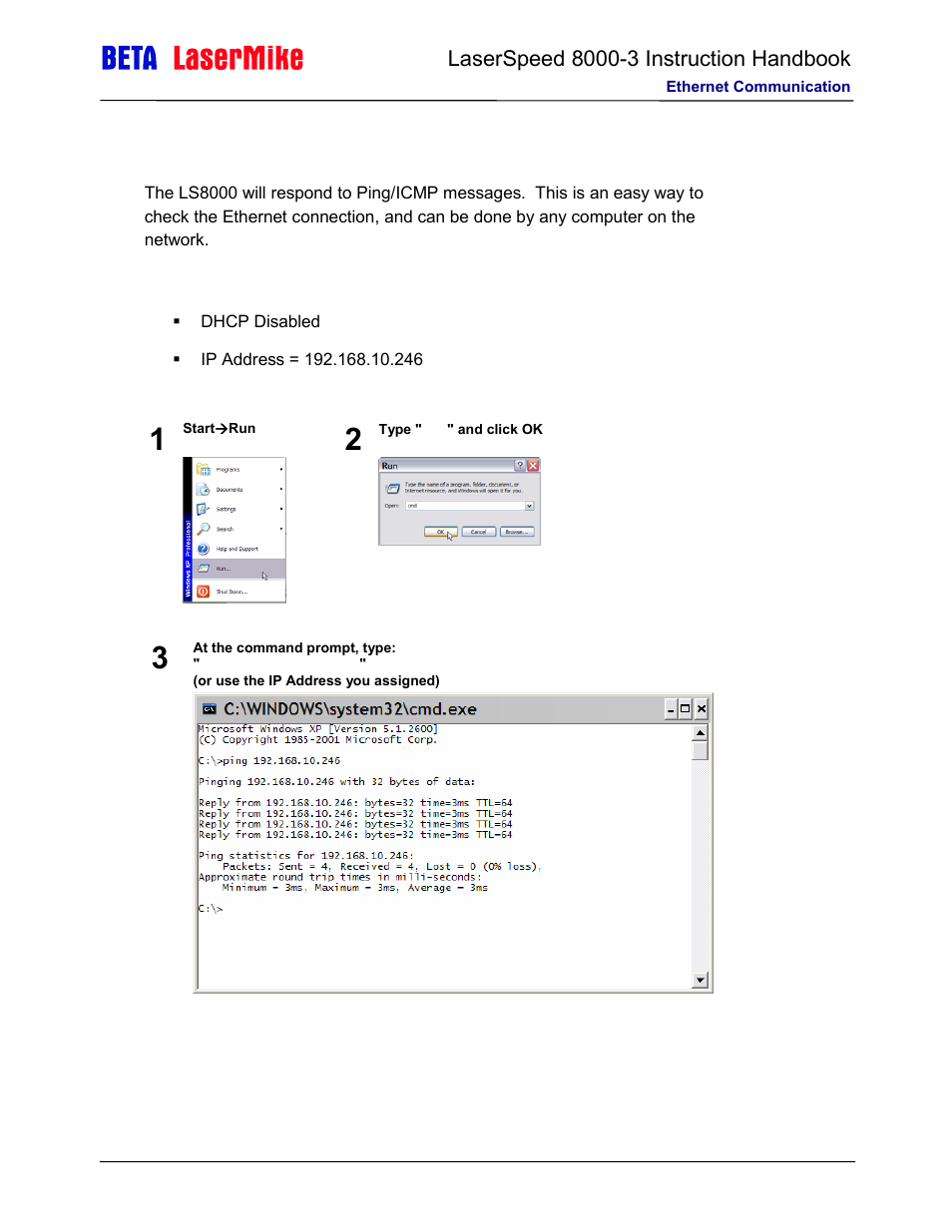 Ping / icmp | Laser beta lasermike LS8000-3 User Manual | Page 172 / 221