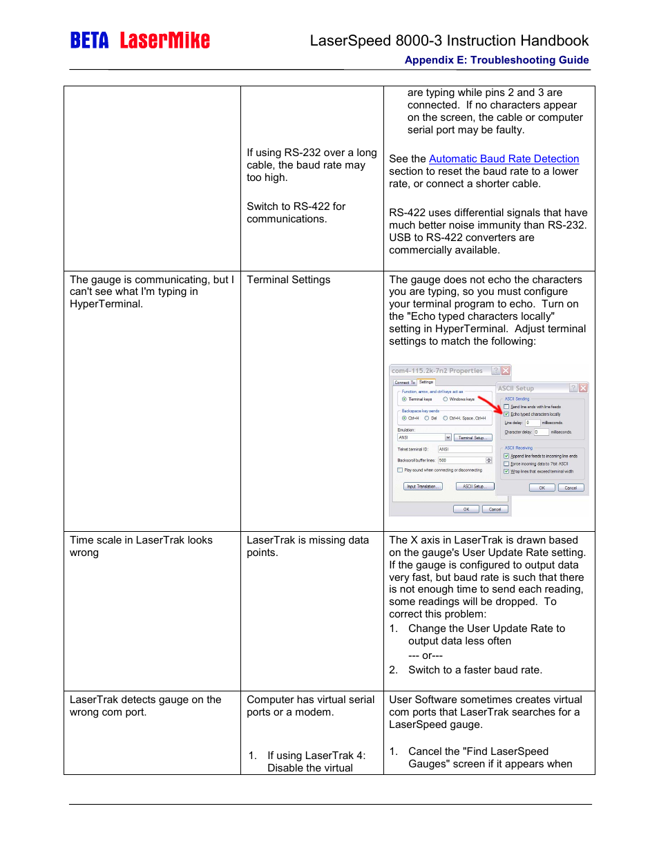 Laser beta lasermike LS8000-3 User Manual | Page 206 / 221