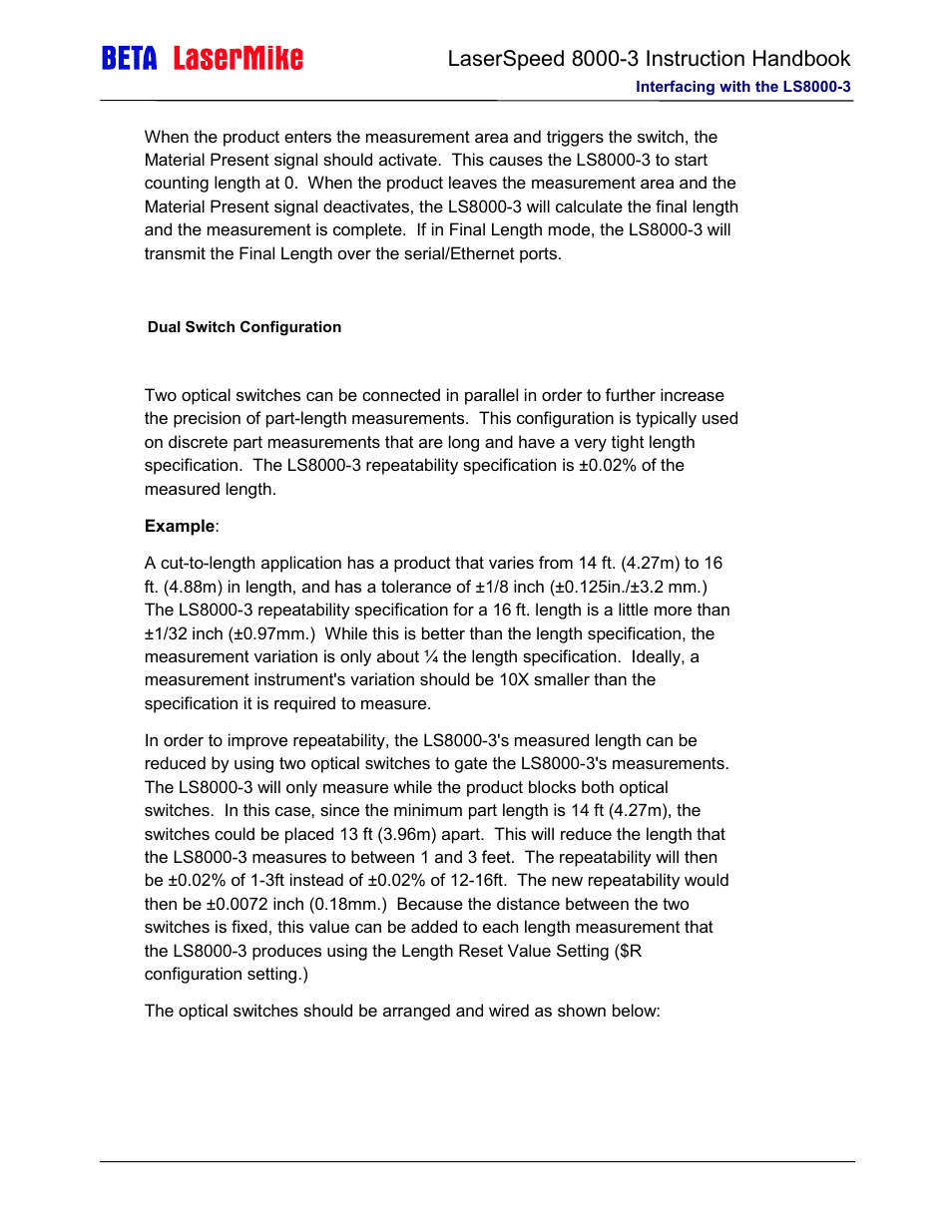 Laser beta lasermike LS8000-3 User Manual | Page 47 / 221