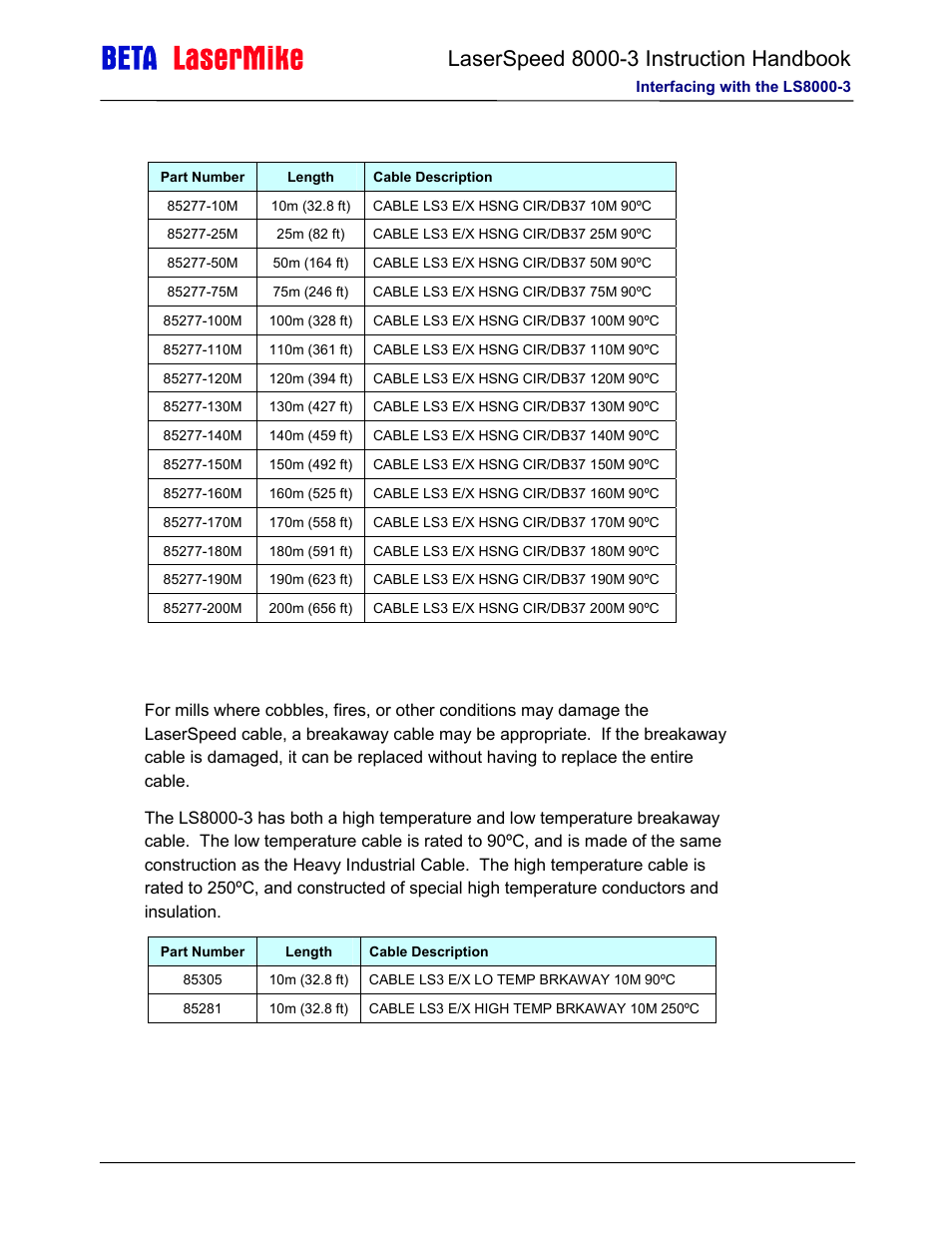 Laser beta lasermike LS8000-3 User Manual | Page 63 / 221