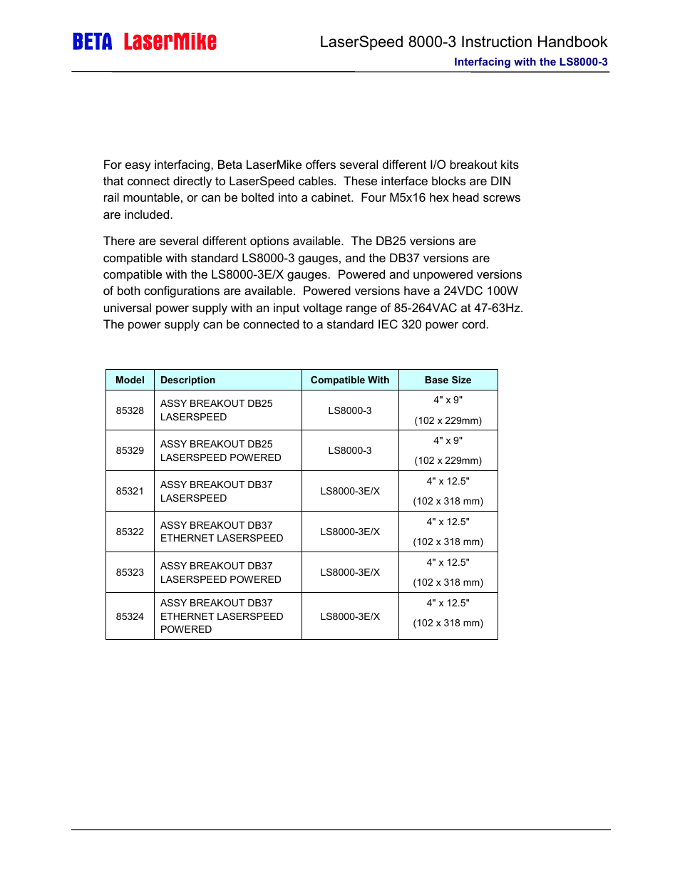 Laser beta lasermike LS8000-3 User Manual | Page 66 / 221