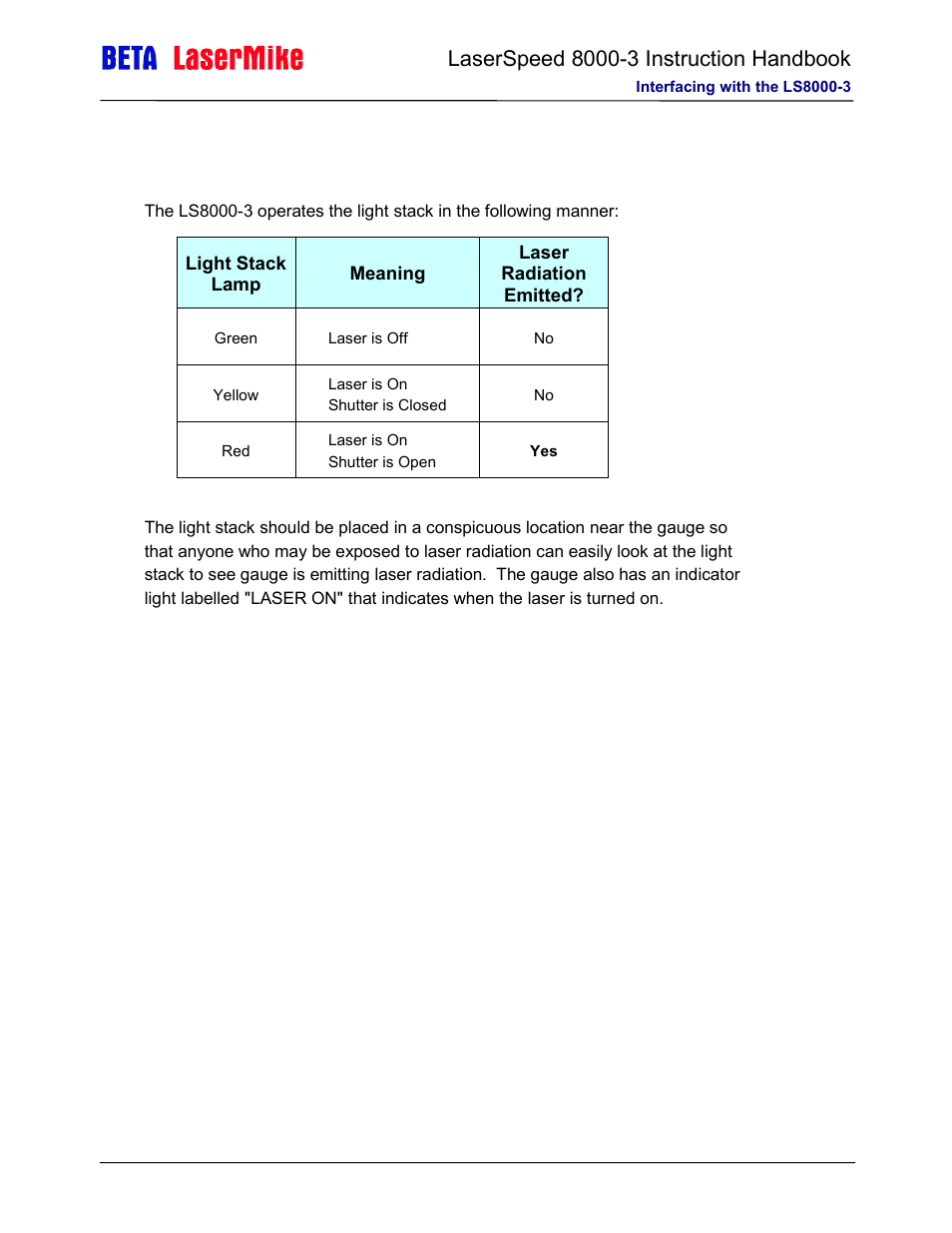 Laser beta lasermike LS8000-3 User Manual | Page 72 / 221