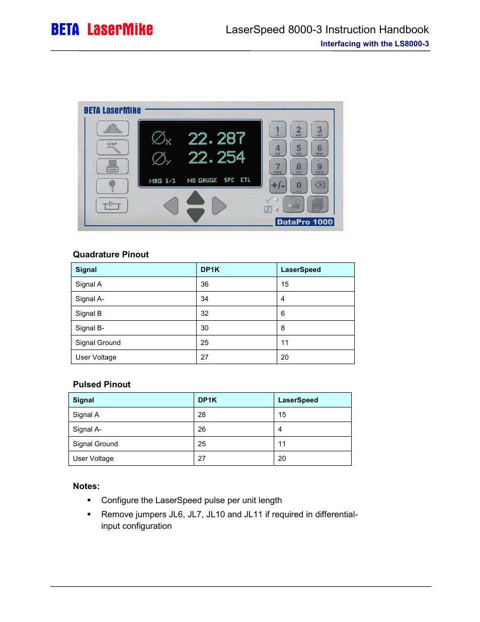 Datapro 1000 | Laser beta lasermike LS8000-3 User Manual | Page 79 / 221