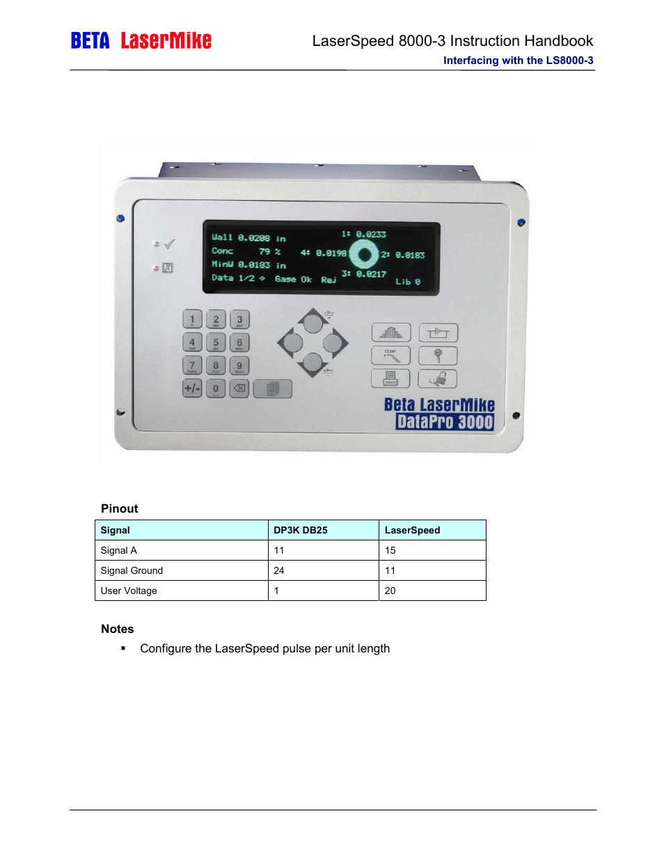 Datapro 3000 | Laser beta lasermike LS8000-3 User Manual | Page 80 / 221