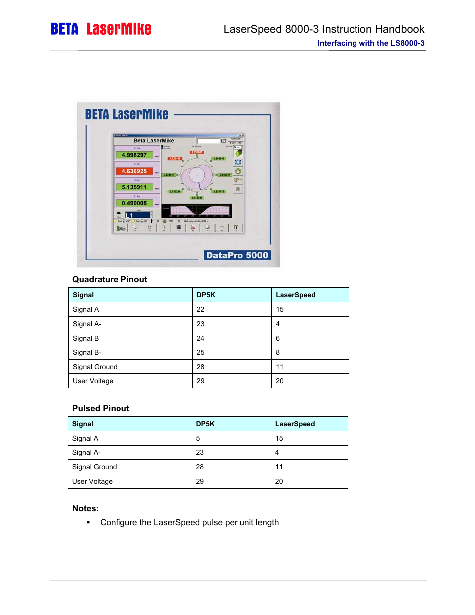 Datapro 5000 bb | Laser beta lasermike LS8000-3 User Manual | Page 81 / 221