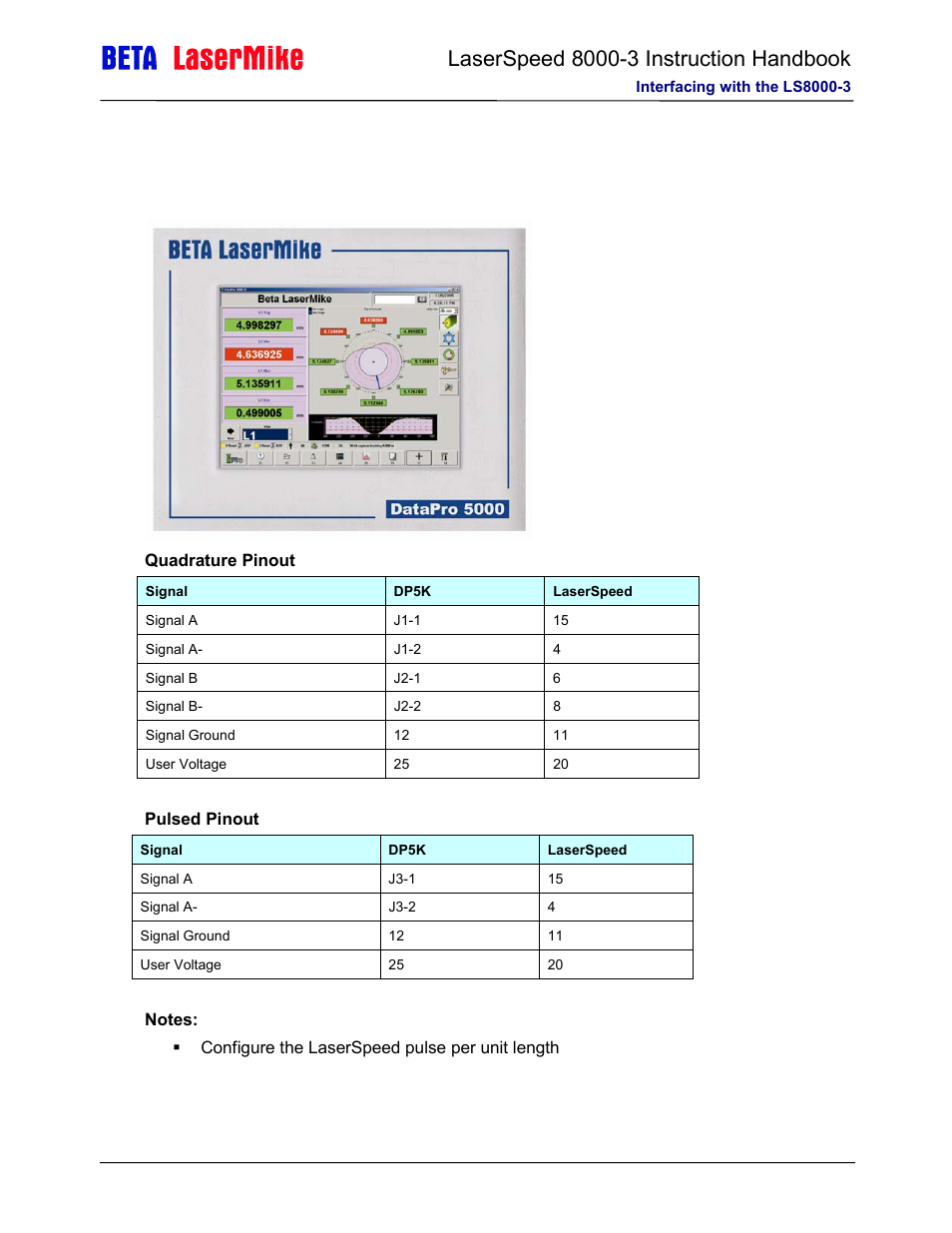 Datapro 5000 dn | Laser beta lasermike LS8000-3 User Manual | Page 82 / 221