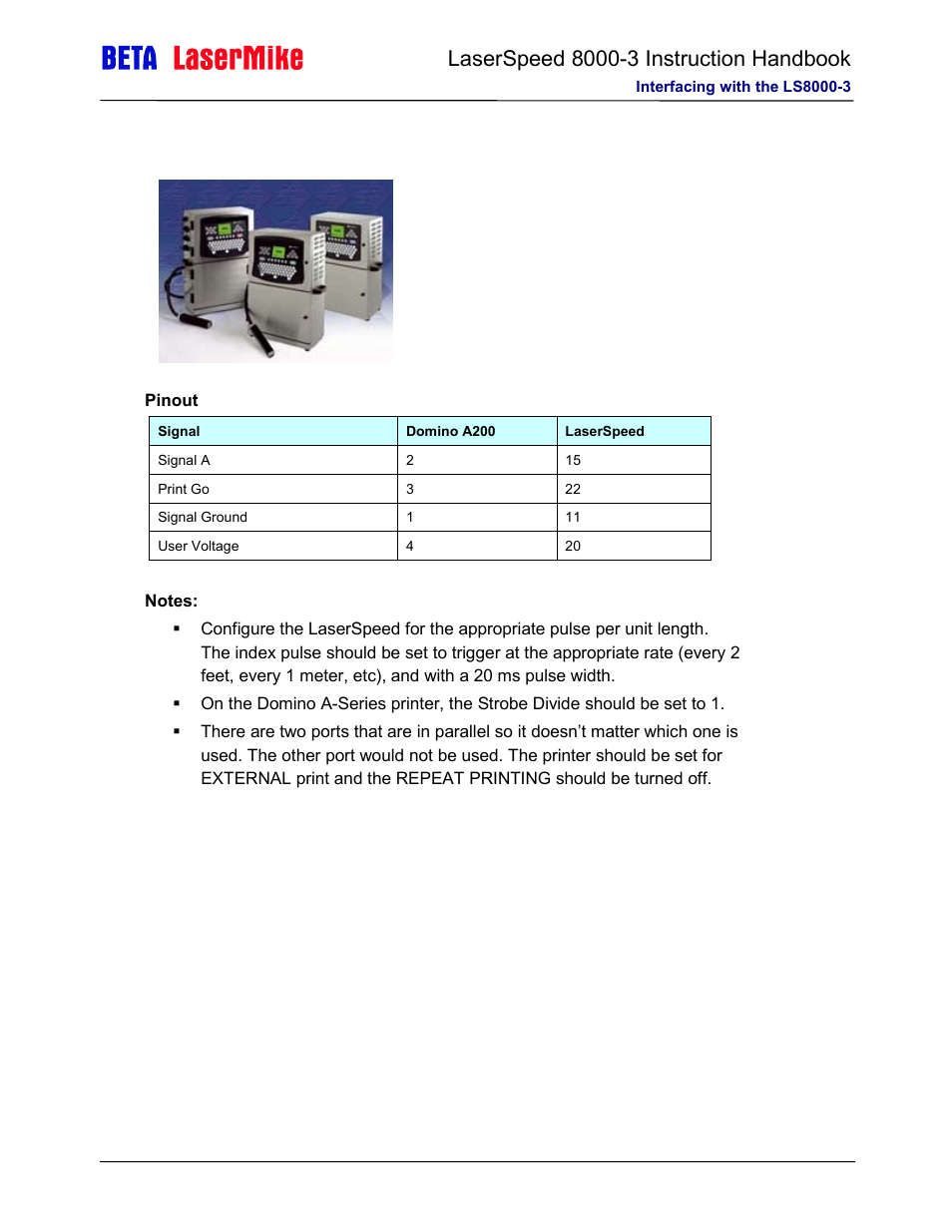 Domino a series | Laser beta lasermike LS8000-3 User Manual | Page 84 / 221