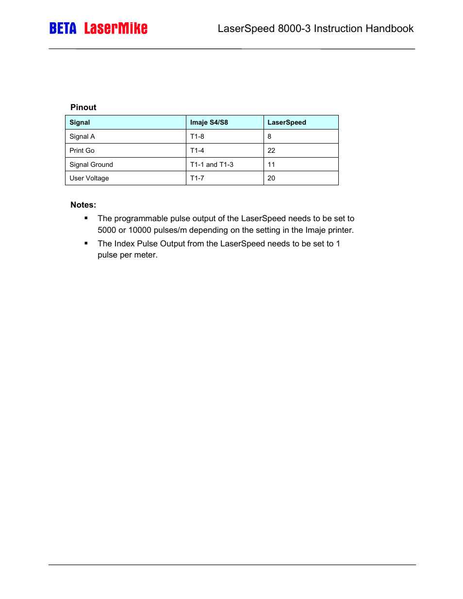 Imaje s4/s8 | Laser beta lasermike LS8000-3 User Manual | Page 88 / 221