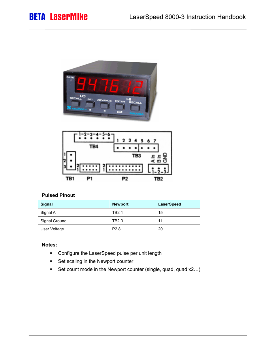 Newport p6000a | Laser beta lasermike LS8000-3 User Manual | Page 90 / 221