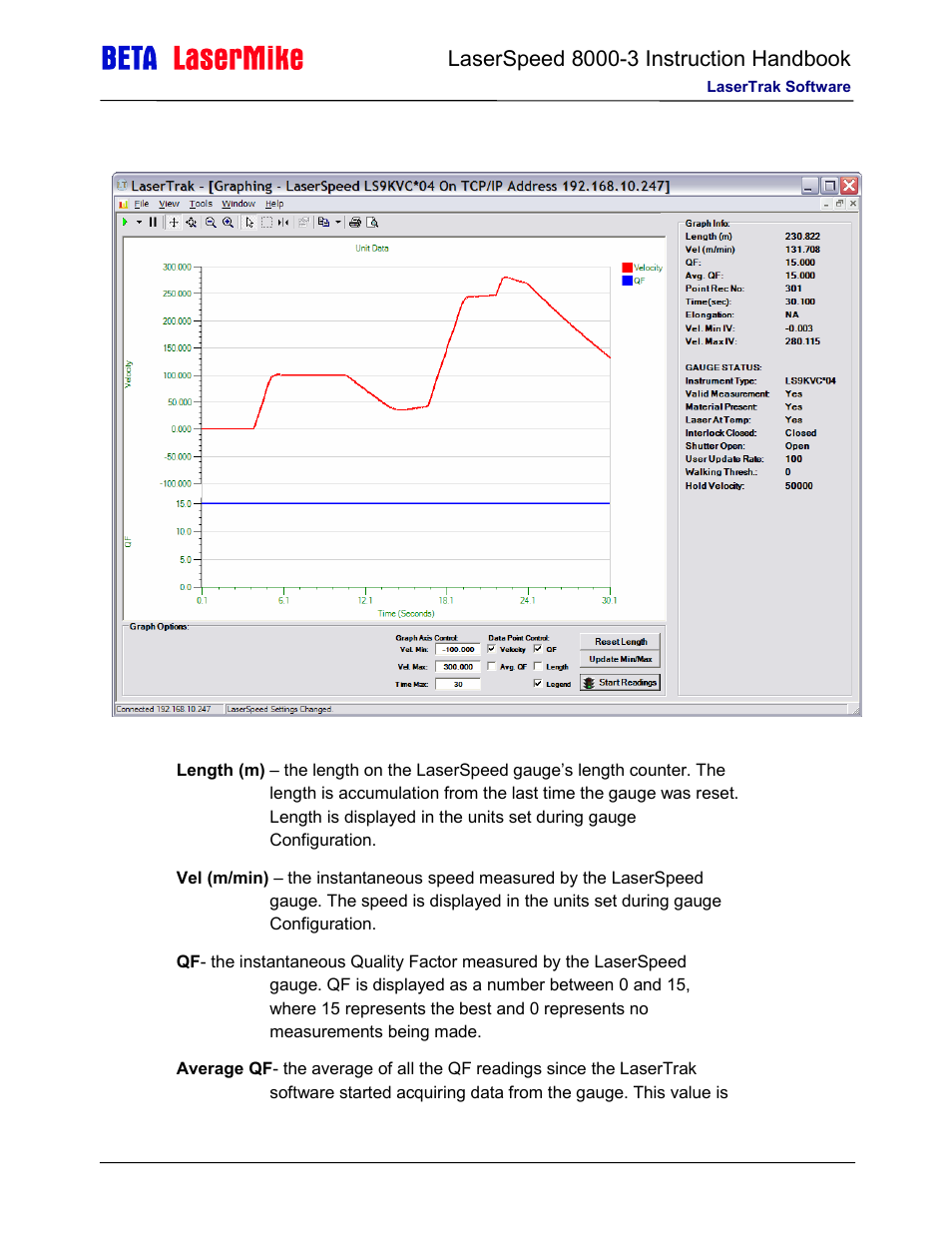 Chart recorder screen | Laser beta lasermike LS8000-3 User Manual | Page 99 / 221