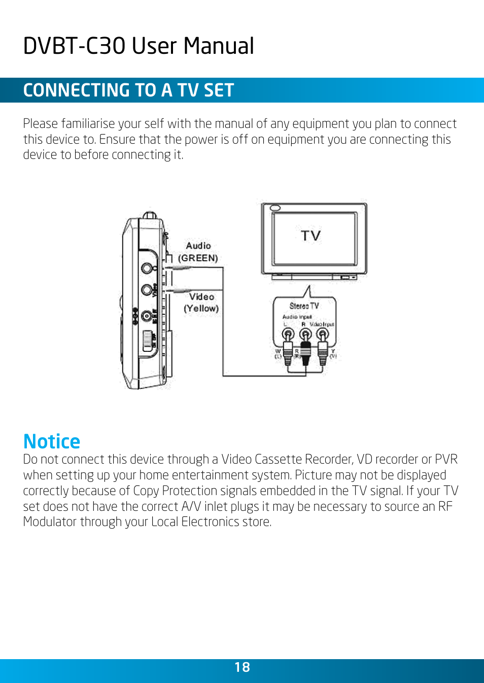 Dvbt-c30 user manual, Notice | Laser DVBT-C30 User Manual | Page 18 / 20