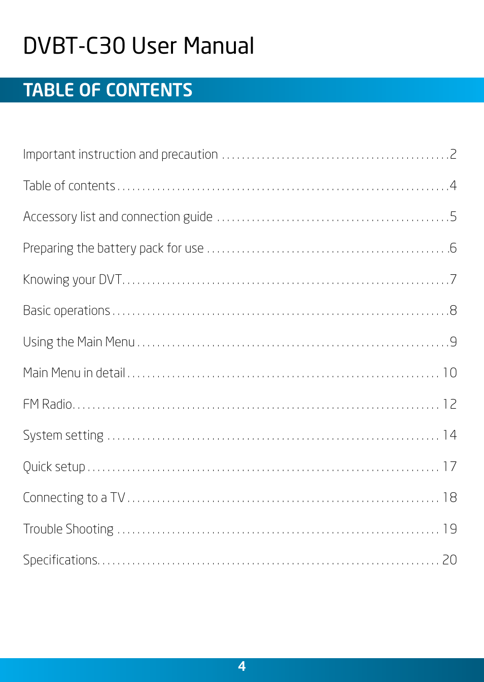 Laser DVBT-C30 User Manual | Page 4 / 20