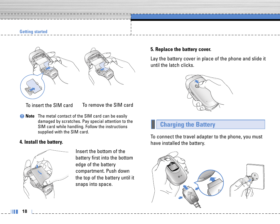 Charging the battery | Life is good LG MOBILE PHONE C3320 User Manual | Page 19 / 76