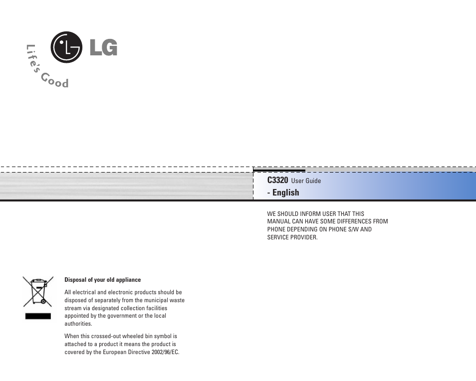 Life is good LG MOBILE PHONE C3320 User Manual | Page 2 / 76