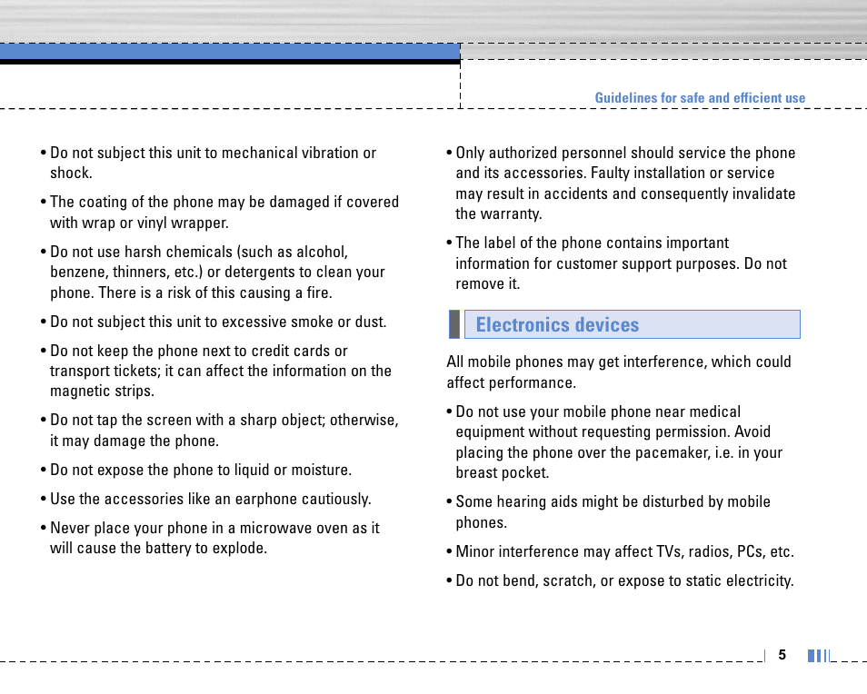 Electronics devices | Life is good LG MOBILE PHONE C3320 User Manual | Page 6 / 76