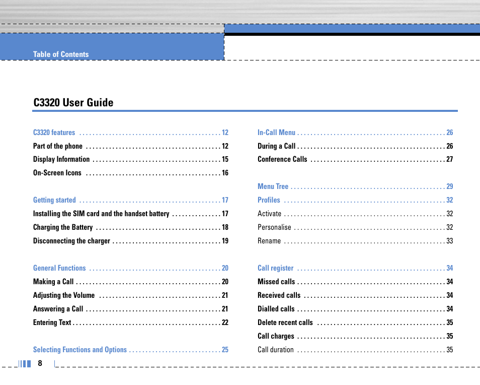 C3320 user guide | Life is good LG MOBILE PHONE C3320 User Manual | Page 9 / 76