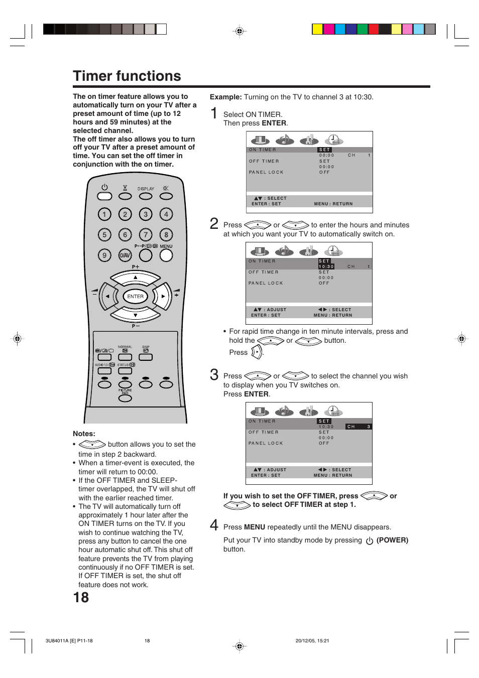 Timer functions | Lenco Marine PL 4201 User Manual | Page 18 / 40