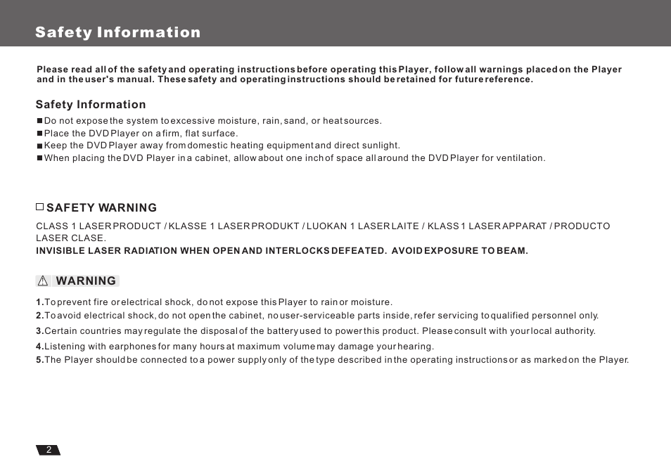 Т³гж 4, Safety information | Lenco Marine DVP-722 User Manual | Page 4 / 33