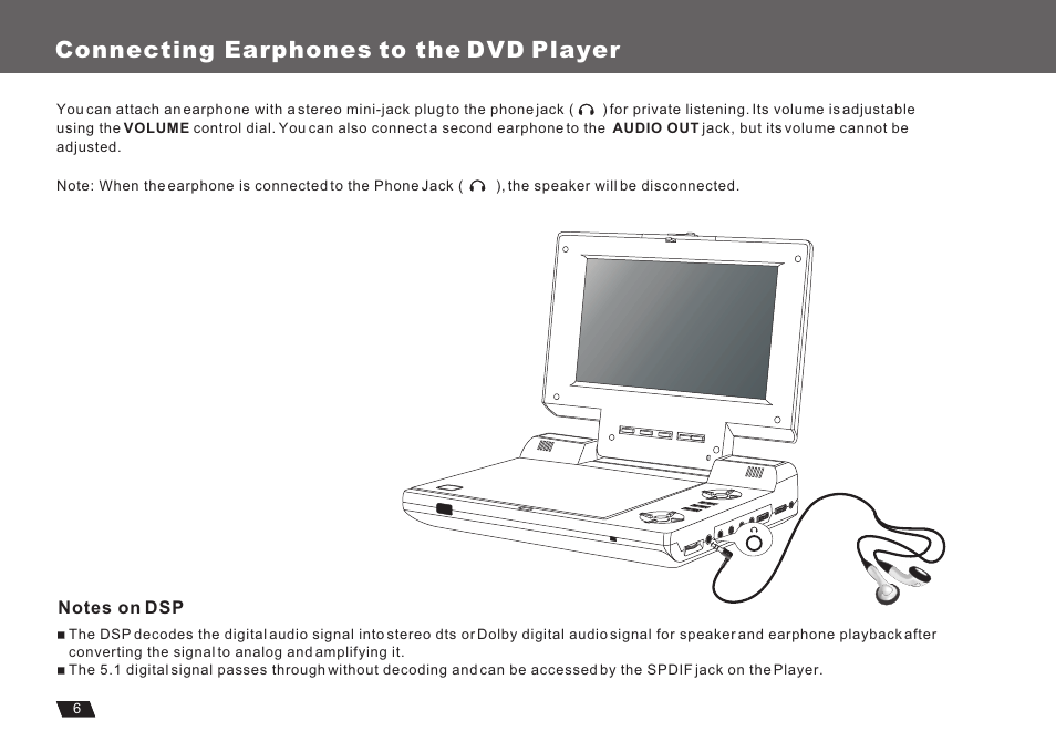 Т³гж 8, Connecting earphones to the dvd player | Lenco Marine DVP-722 User Manual | Page 8 / 33