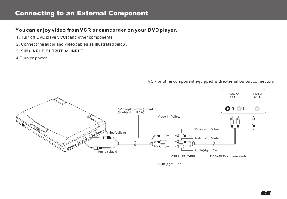 Т³гж 9, Connecting to an external component | Lenco Marine DVP-722 User Manual | Page 9 / 33