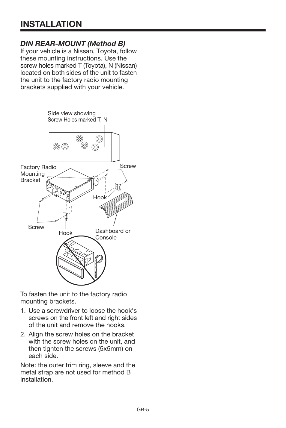 Installation, Din rear-mount (method b) | Lenco Marine CS-1004 User Manual | Page 5 / 19