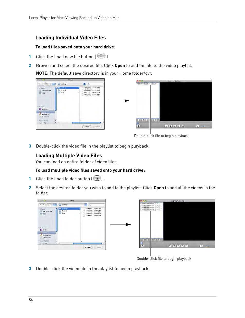 Loading individual video files, Loading multiple video files | LOREX Technology DIGITAL VIDEO SURVEILLANCE RECORDER LH010 ECO BLACKBOX SERIES User Manual | Page 100 / 128