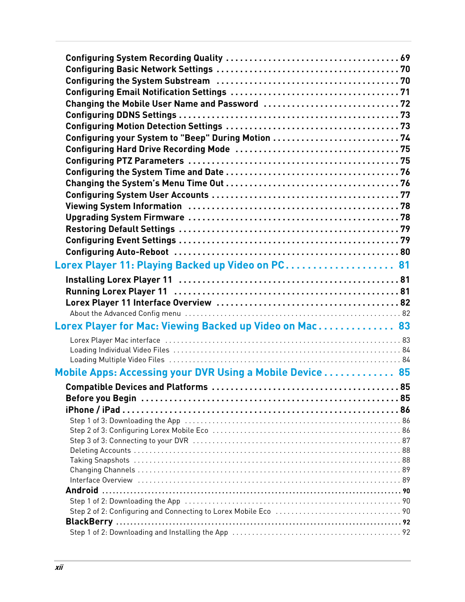 Lorex player 11: playing backed up video on pc | LOREX Technology DIGITAL VIDEO SURVEILLANCE RECORDER LH010 ECO BLACKBOX SERIES User Manual | Page 14 / 128