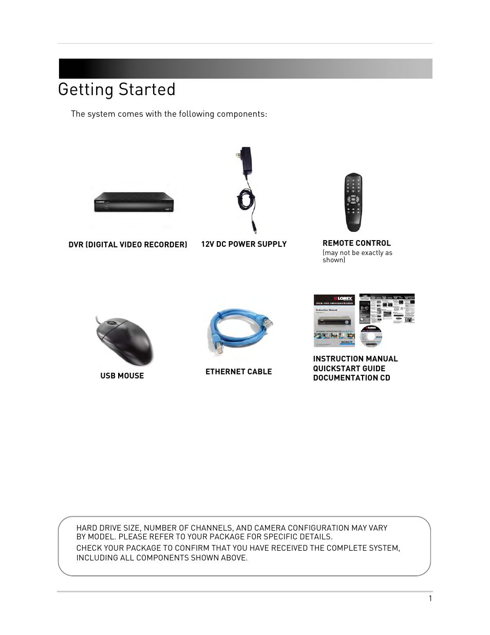 Getting started | LOREX Technology DIGITAL VIDEO SURVEILLANCE RECORDER LH010 ECO BLACKBOX SERIES User Manual | Page 17 / 128