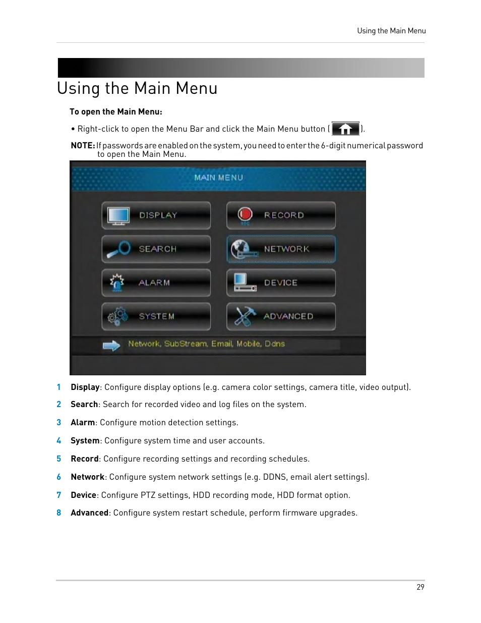 Using the main menu | LOREX Technology DIGITAL VIDEO SURVEILLANCE RECORDER LH010 ECO BLACKBOX SERIES User Manual | Page 45 / 128