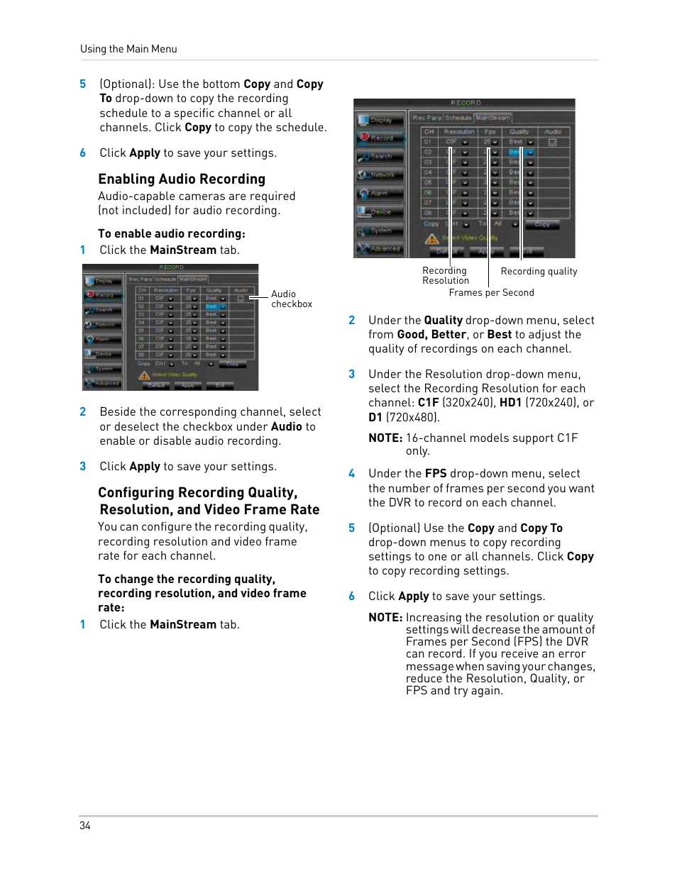 Enabling audio recording | LOREX Technology DIGITAL VIDEO SURVEILLANCE RECORDER LH010 ECO BLACKBOX SERIES User Manual | Page 50 / 128