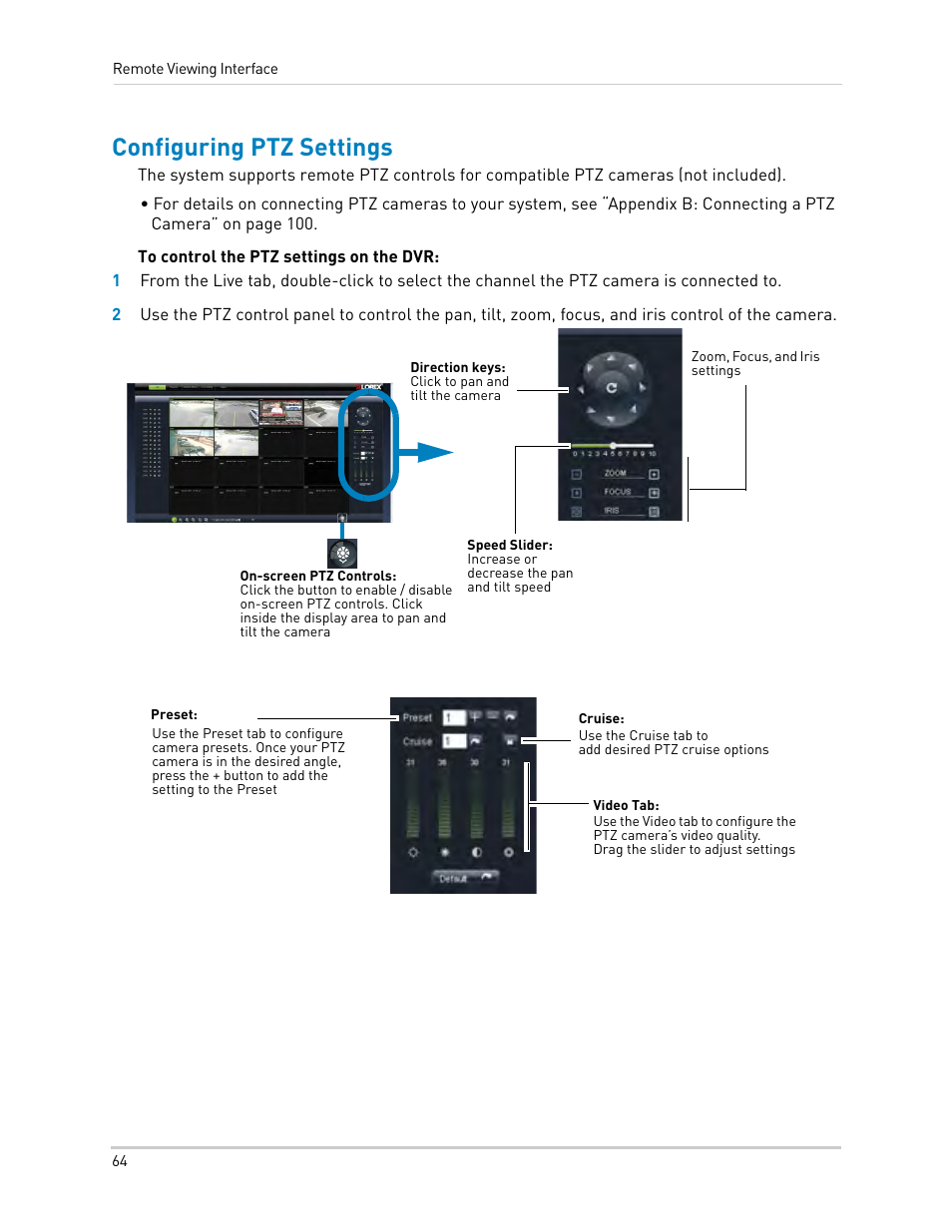 Configuring ptz settings | LOREX Technology DIGITAL VIDEO SURVEILLANCE RECORDER LH010 ECO BLACKBOX SERIES User Manual | Page 80 / 128