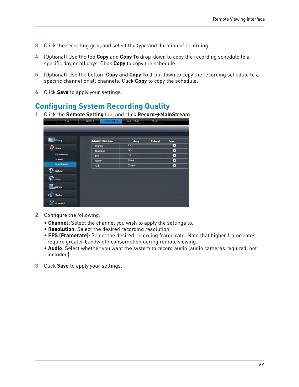 Configuring system recording quality | LOREX Technology DIGITAL VIDEO SURVEILLANCE RECORDER LH010 ECO BLACKBOX SERIES User Manual | Page 85 / 128