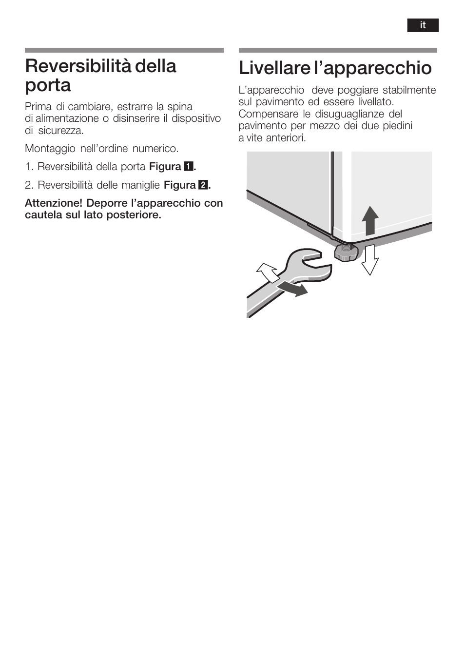 Reversibilità della porta, Livellare l'apparecchio | Bosch KGN 36A63 User Manual | Page 11 / 36