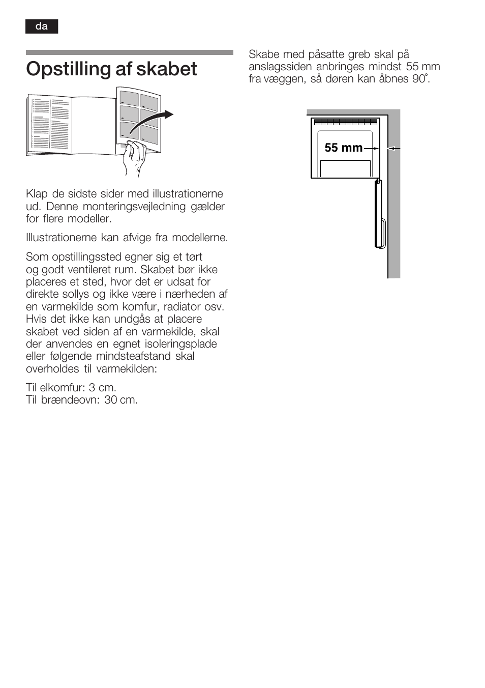 Opstilling af skabet | Bosch KGN 36A63 User Manual | Page 14 / 36