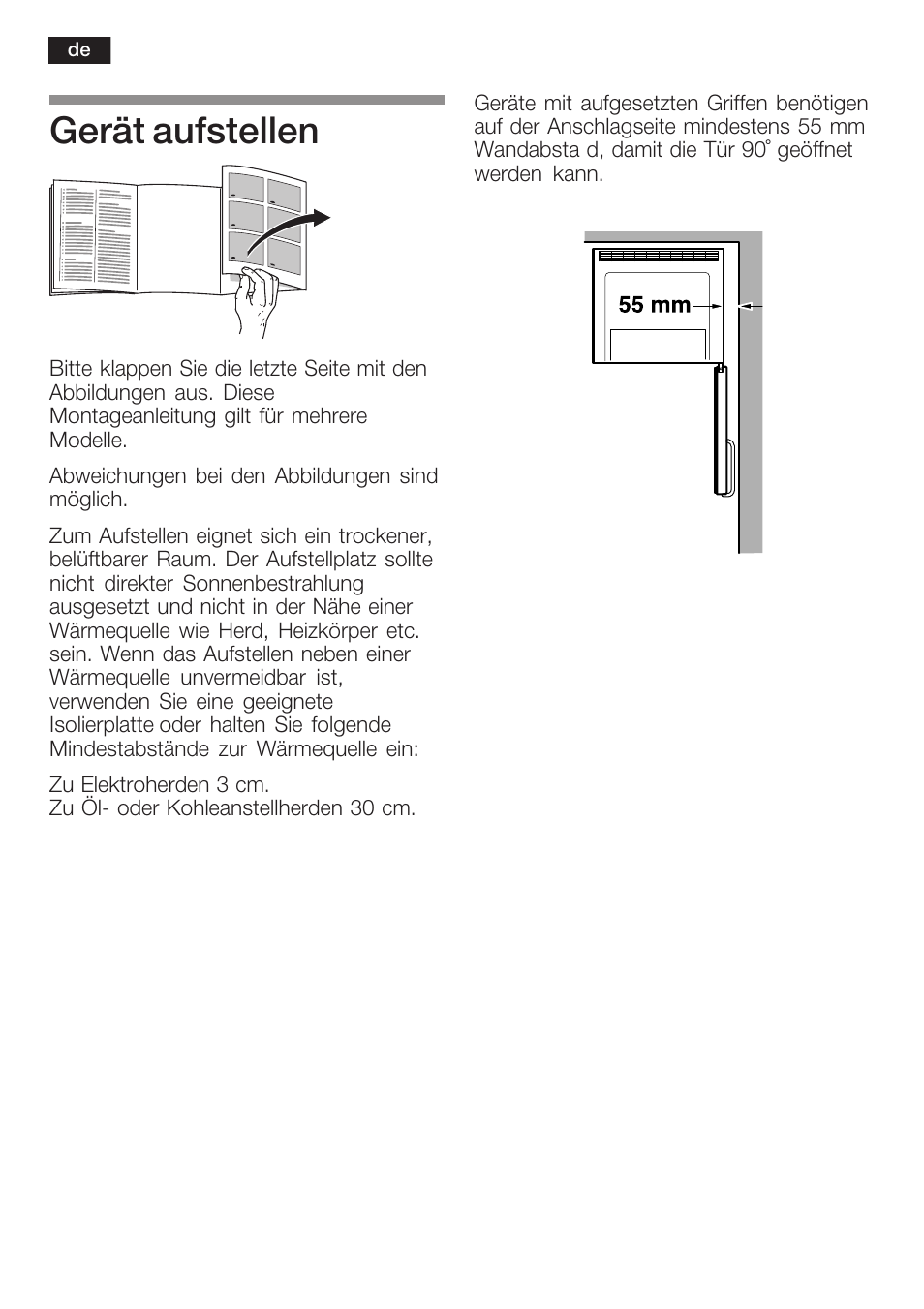 Gerät aufstellen | Bosch KGN 36A63 User Manual | Page 4 / 36