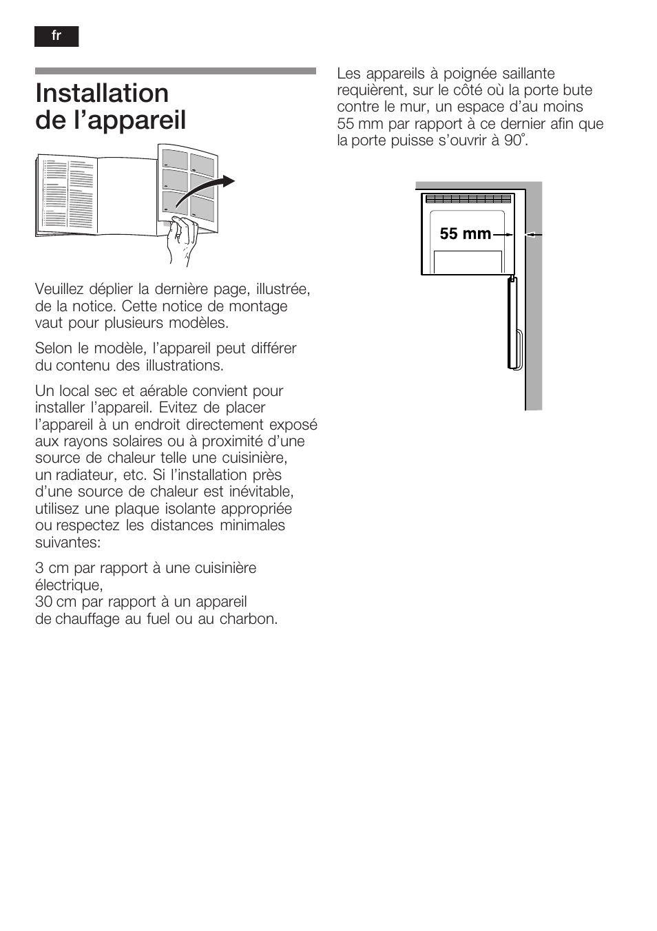 Installation de l'appareil | Bosch KGN 36A63 User Manual | Page 8 / 36
