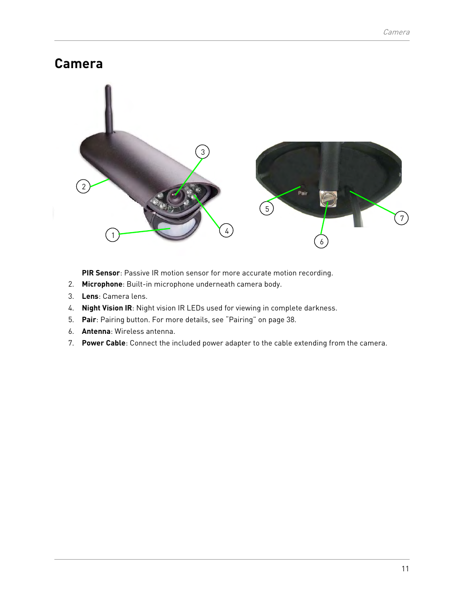 Camera | LOREX Technology LW2301 User Manual | Page 15 / 64