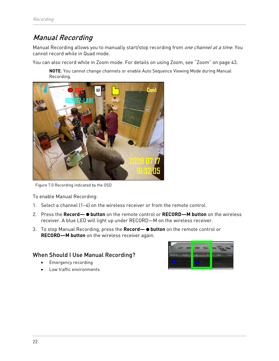 Manual recording | LOREX Technology LW2301 User Manual | Page 26 / 64
