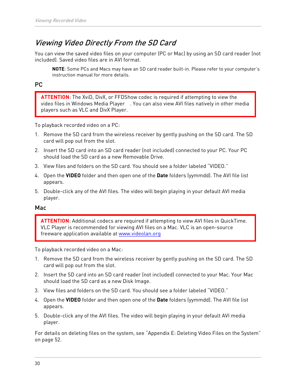 Viewing video directly from the sd card | LOREX Technology LW2301 User Manual | Page 34 / 64