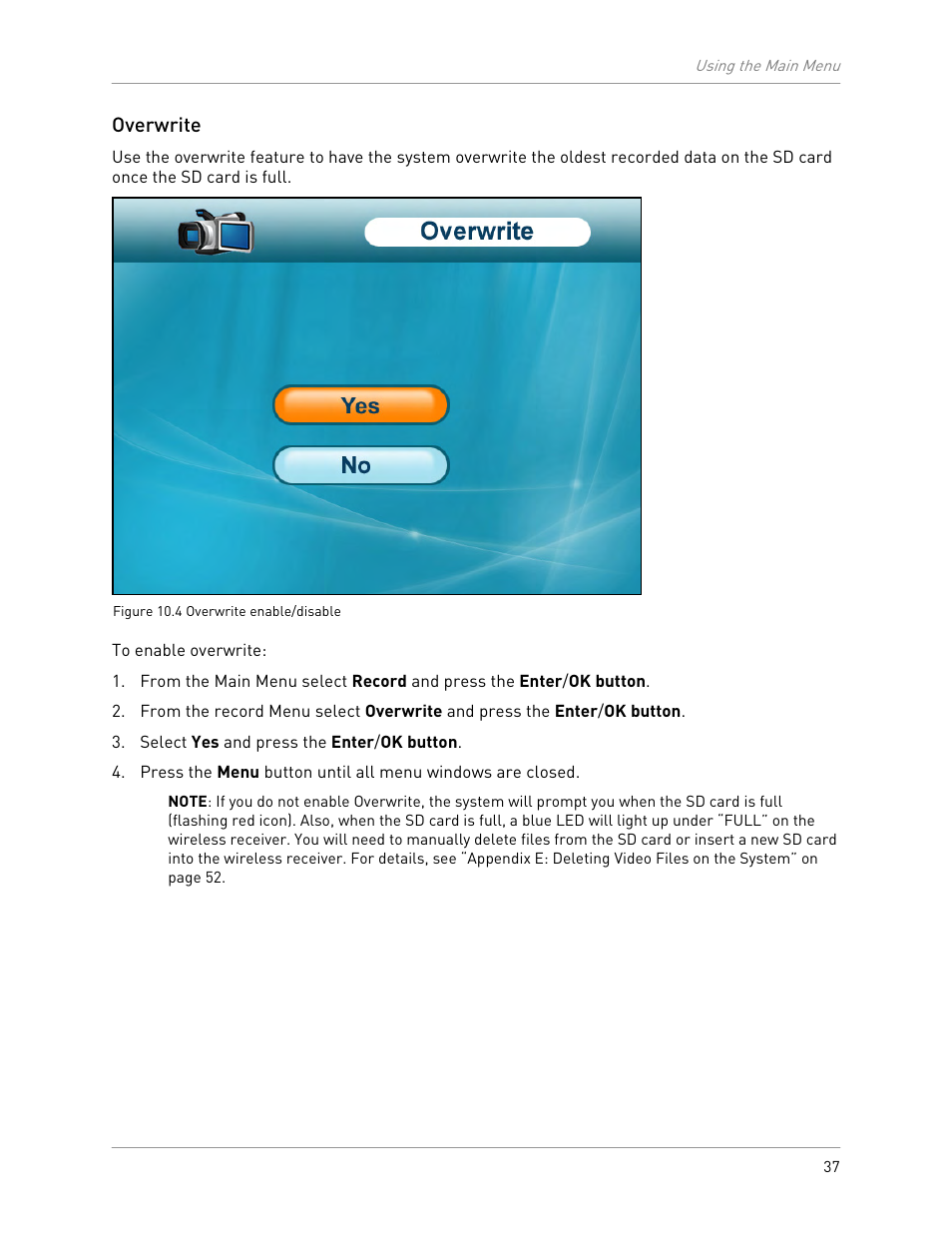 Overwrite | LOREX Technology LW2301 User Manual | Page 41 / 64