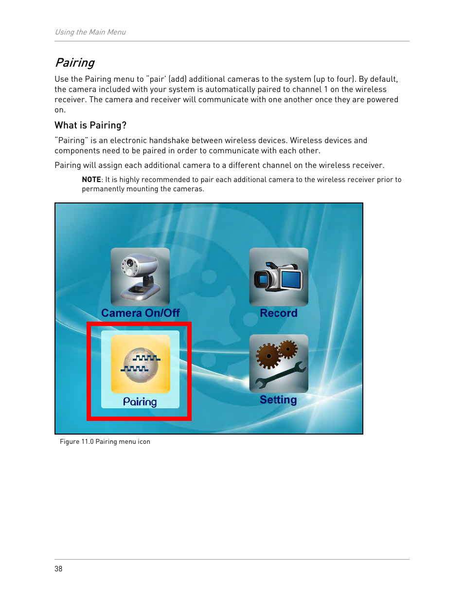 Pairing | LOREX Technology LW2301 User Manual | Page 42 / 64
