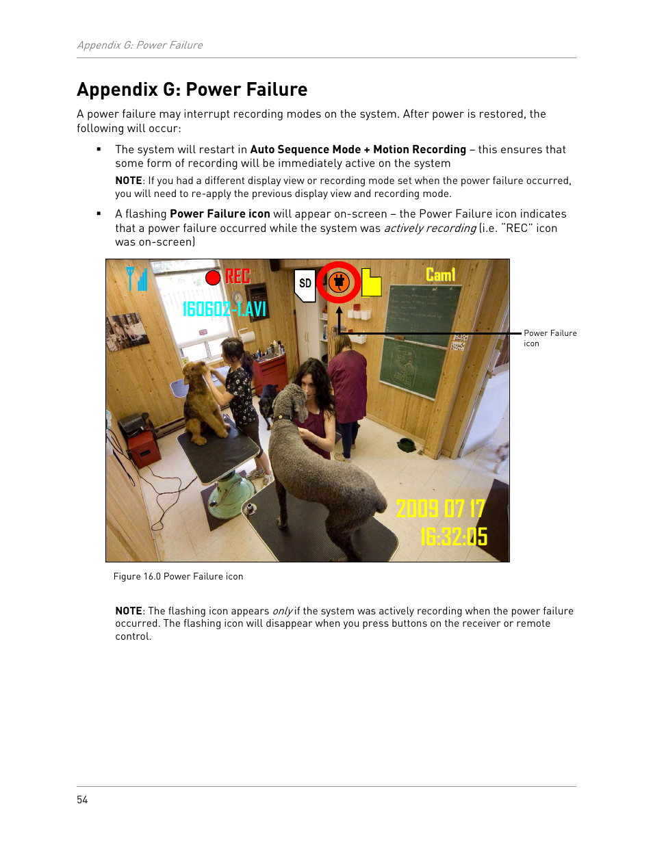 Appendix g: power failure | LOREX Technology LW2301 User Manual | Page 58 / 64