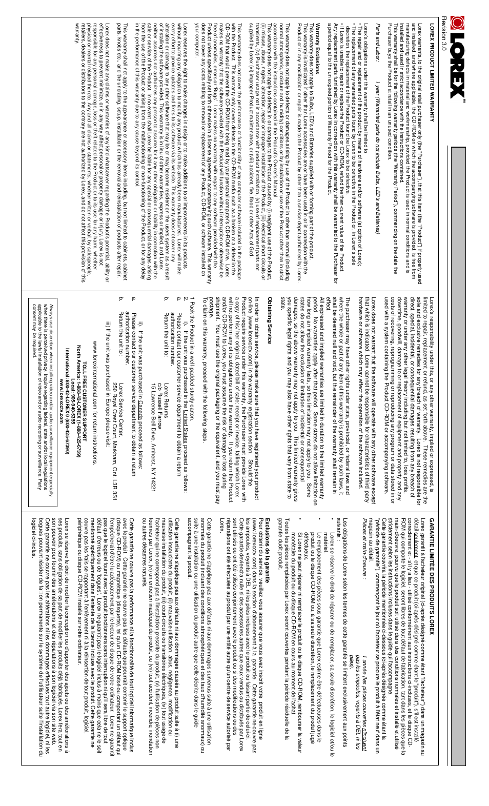 LOREX Technology LW2301 User Manual | Page 61 / 64