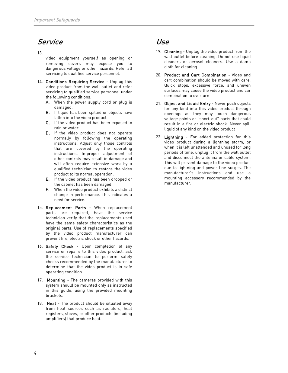 Service | LOREX Technology LW2301 User Manual | Page 8 / 64