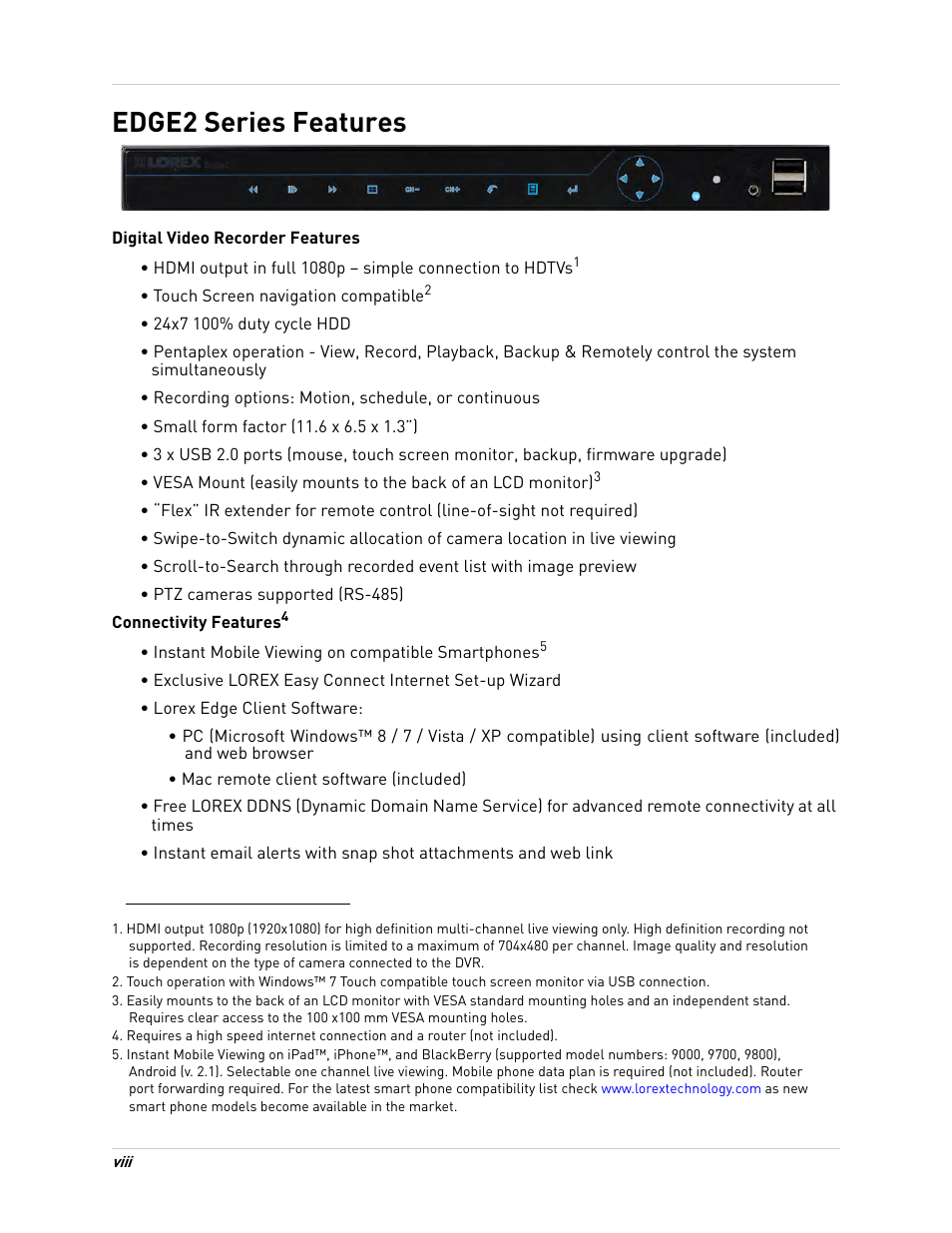 Edge2 series features | LOREX Technology LH330 EDGE2 User Manual | Page 10 / 144