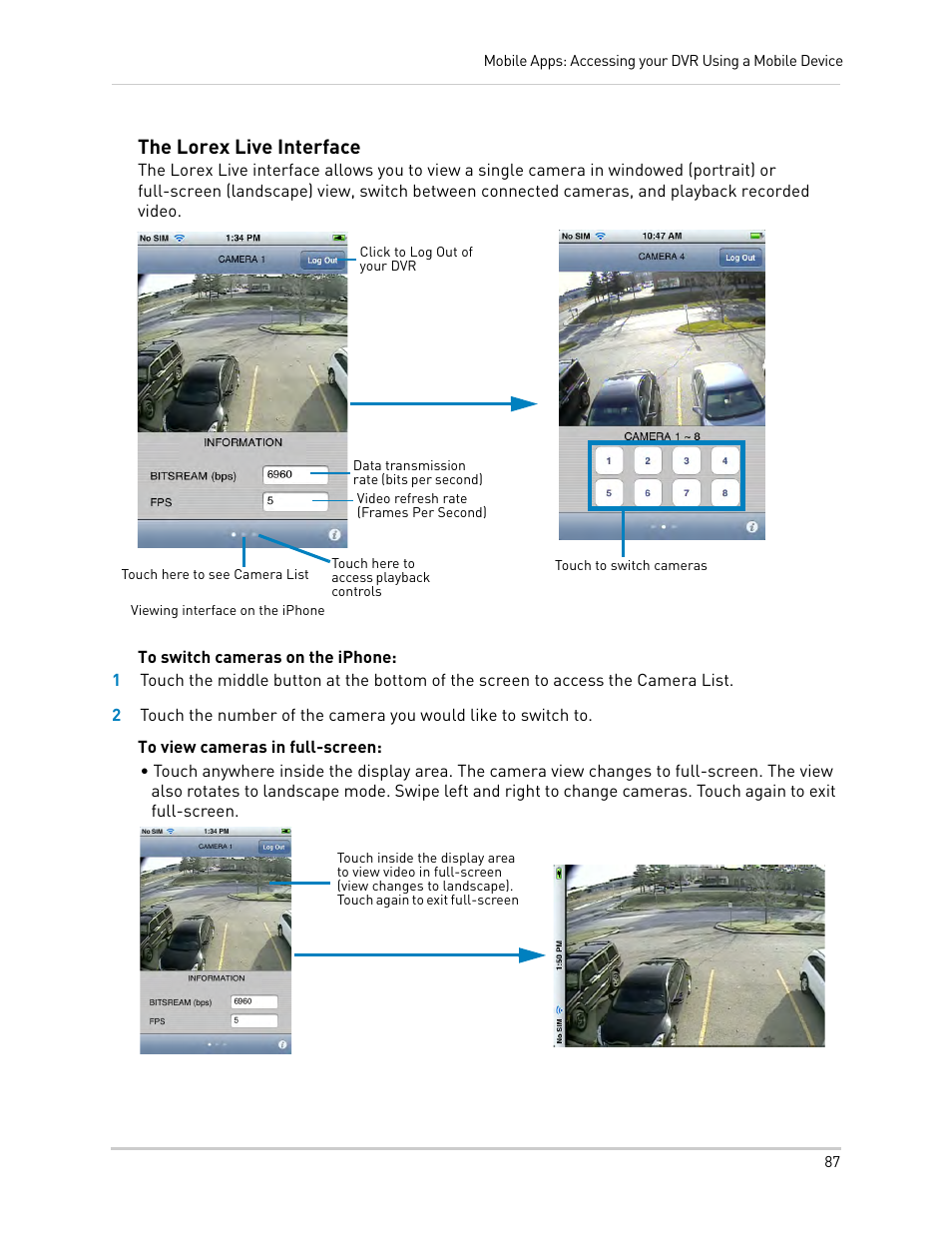 The lorex live interface | LOREX Technology LH330 EDGE2 User Manual | Page 105 / 144